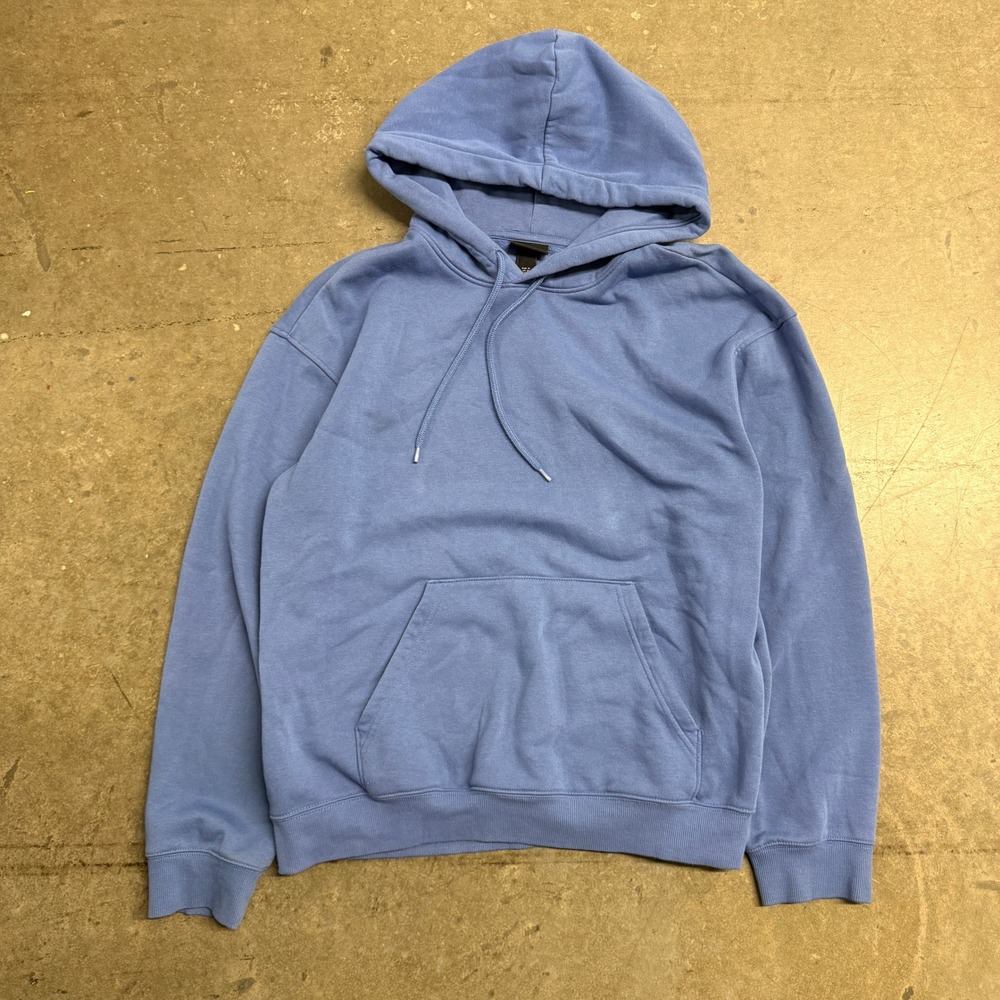 H&M‎ Loose Fit Hoodie Cornflower Blue Kangaroo Pocket Sweatshirt Womens Medium